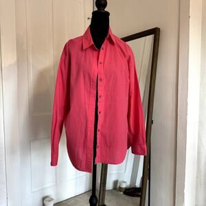Women's Oversized Pink Button Down Blouse Size Small